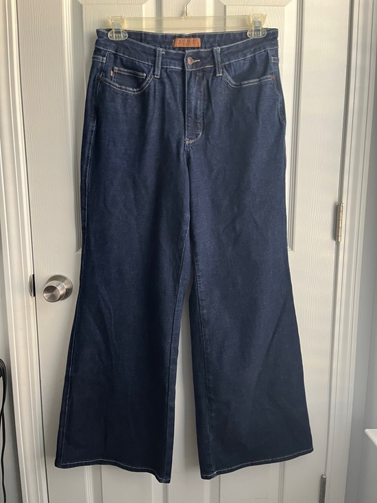 Judy Blue Denim - Judy Blue Woman’s Spandex Relaxed Dark Blue Denim Jeans Wide Leg Size 14W